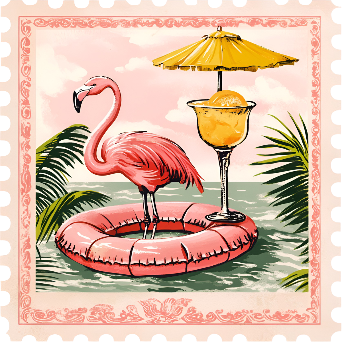 4" Square Ceramic Coaster - Retro Theme
