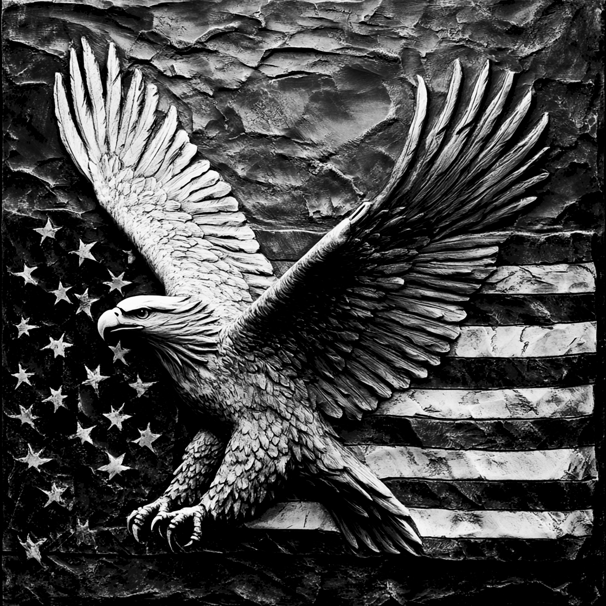 Square Slate Coaster "Bald Eagle"