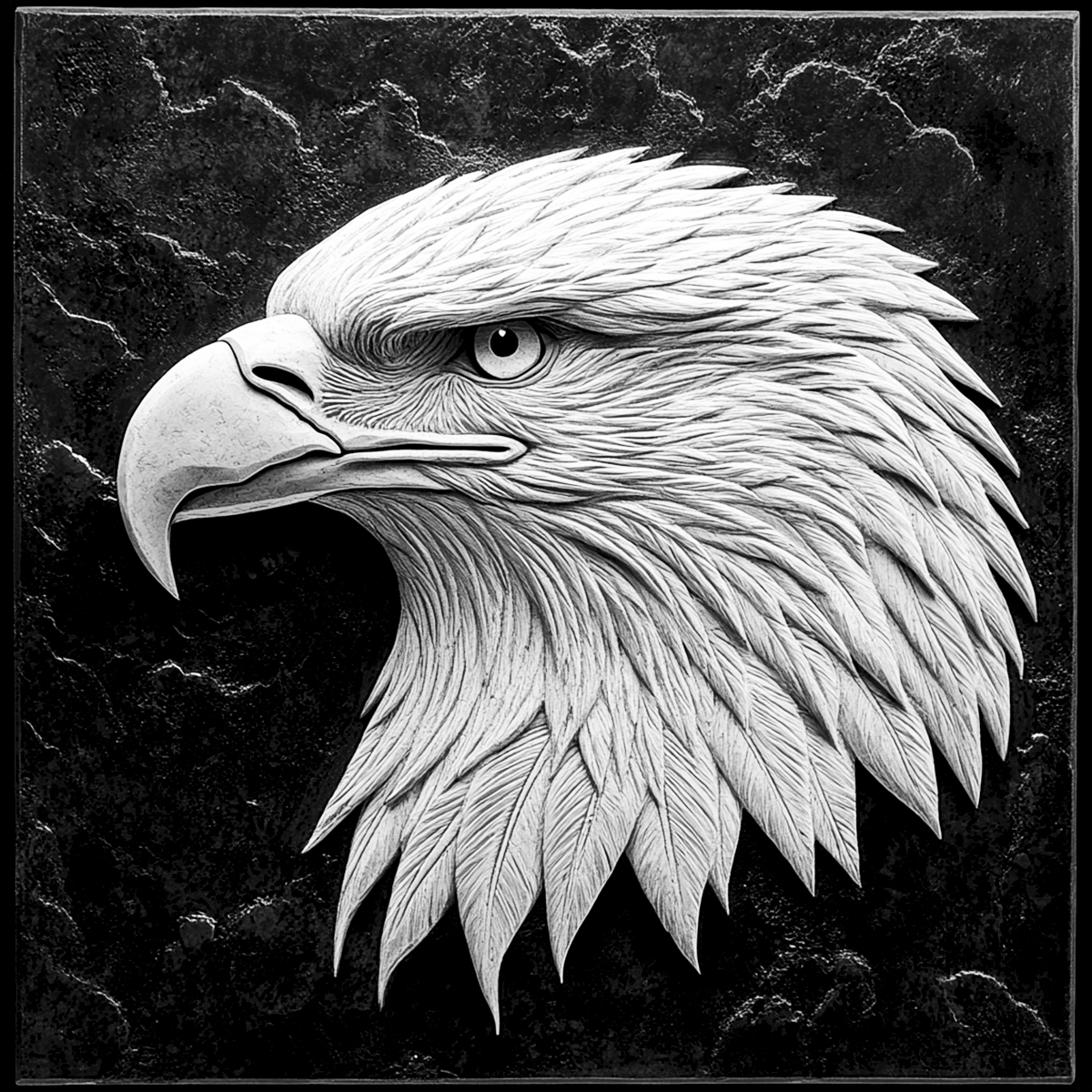 Square Slate Coaster "Bald Eagle"