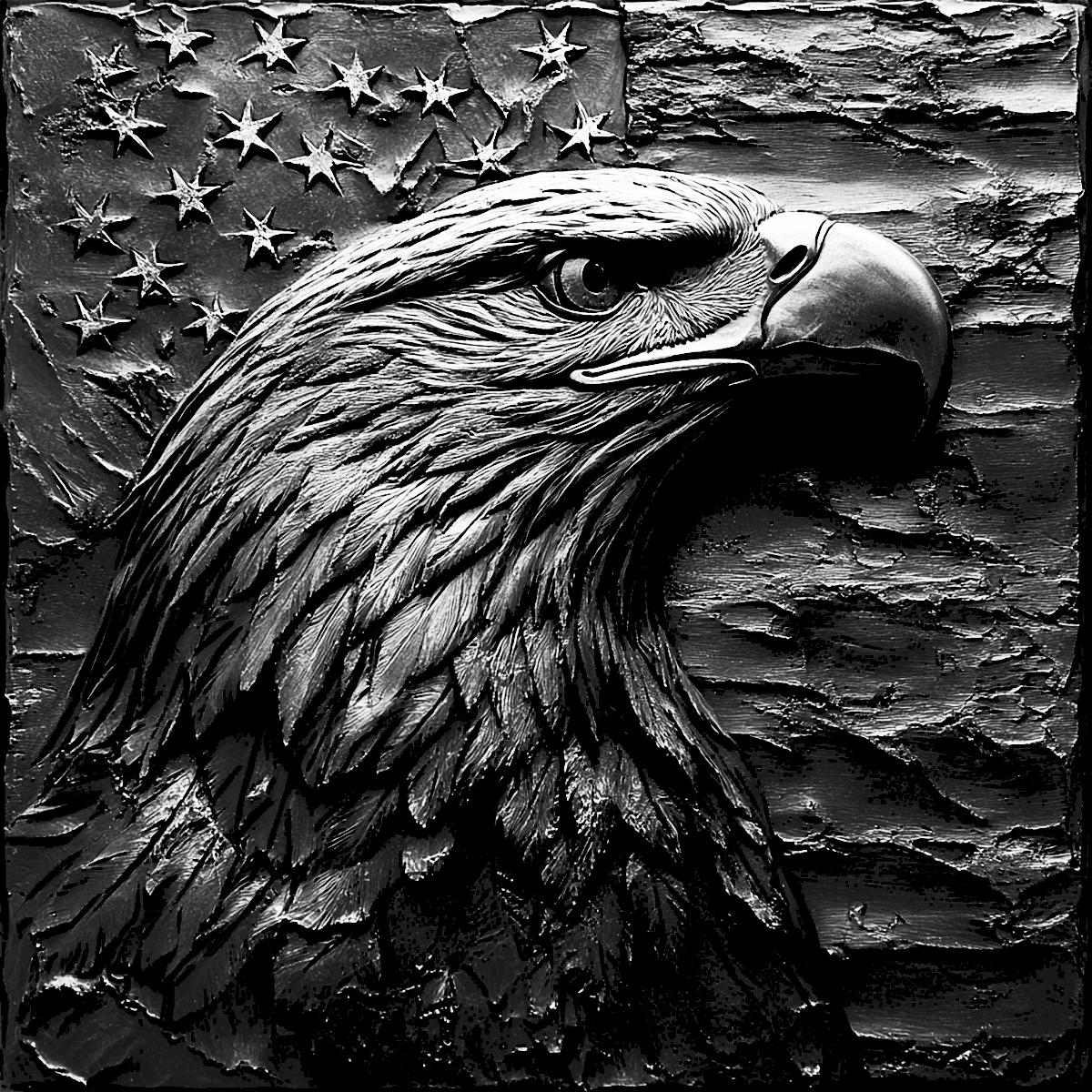 Square Slate Coaster "Bald Eagle"