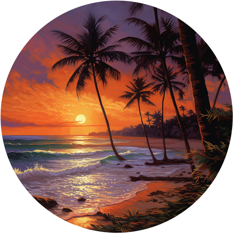 4" Round Ceramic Coaster - Beach/Vacation Theme