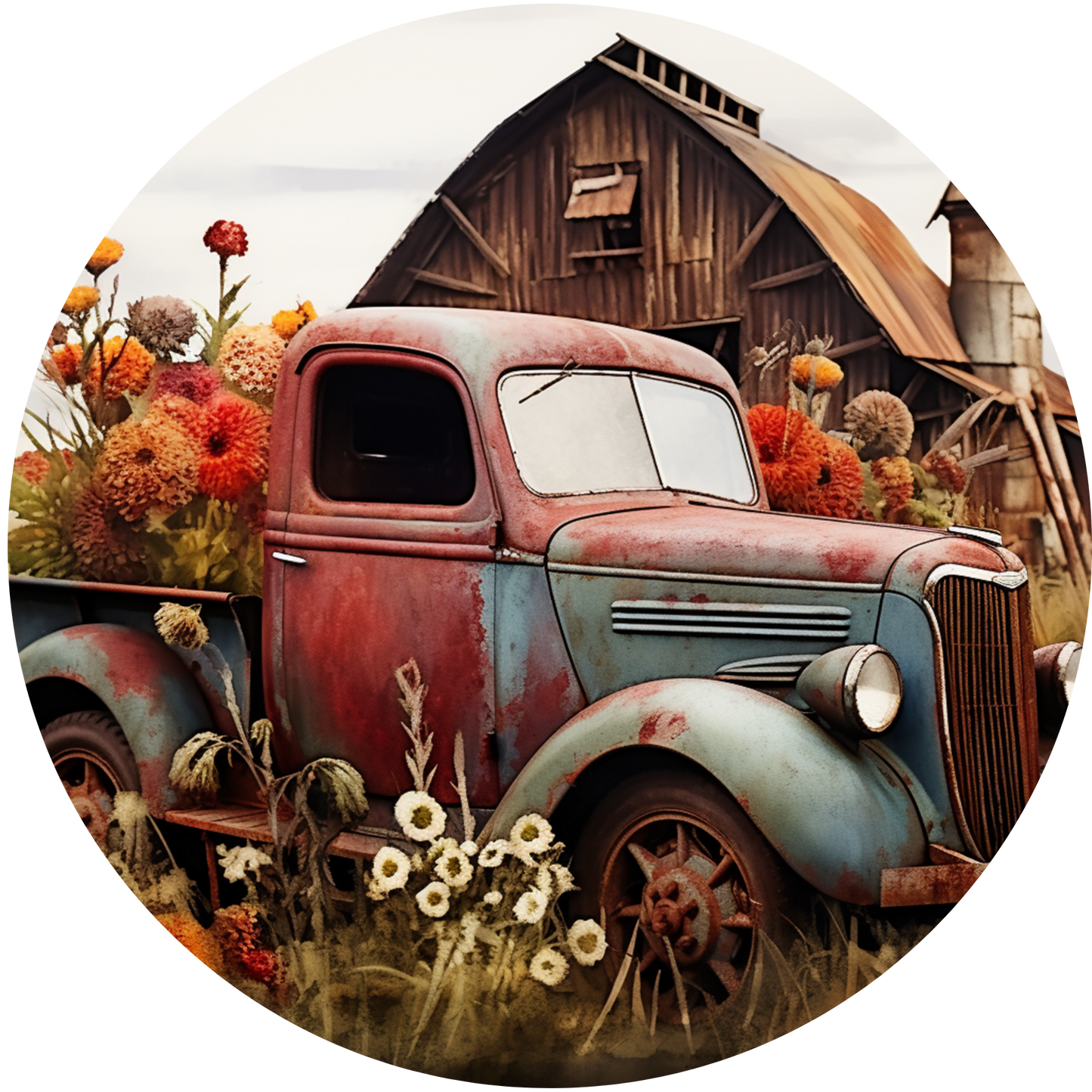 4" Round Ceramic Coaster - Rustic Theme