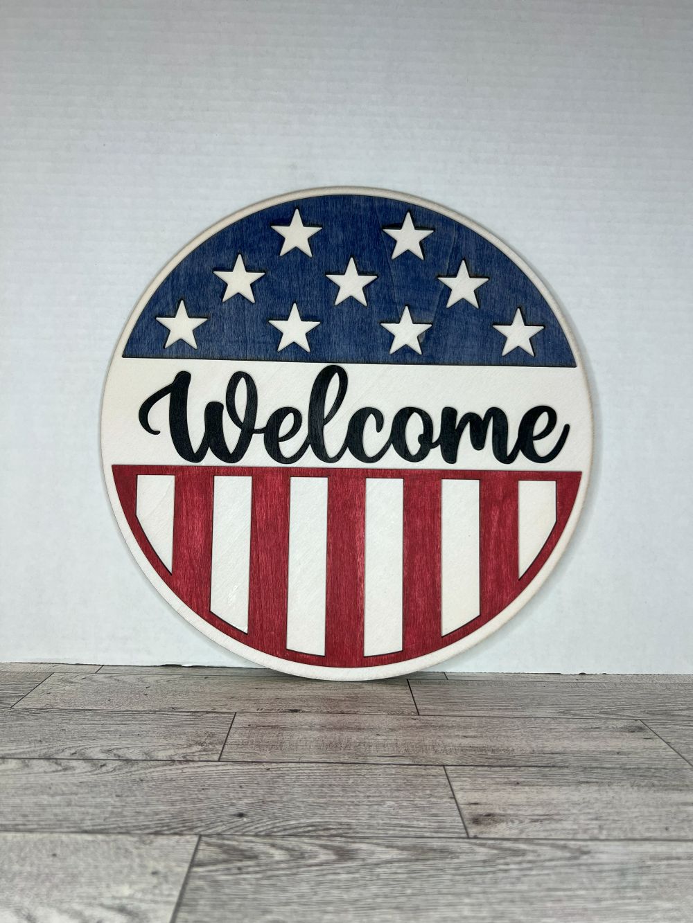 American Flag Theme Welcome Door Sign - 1071