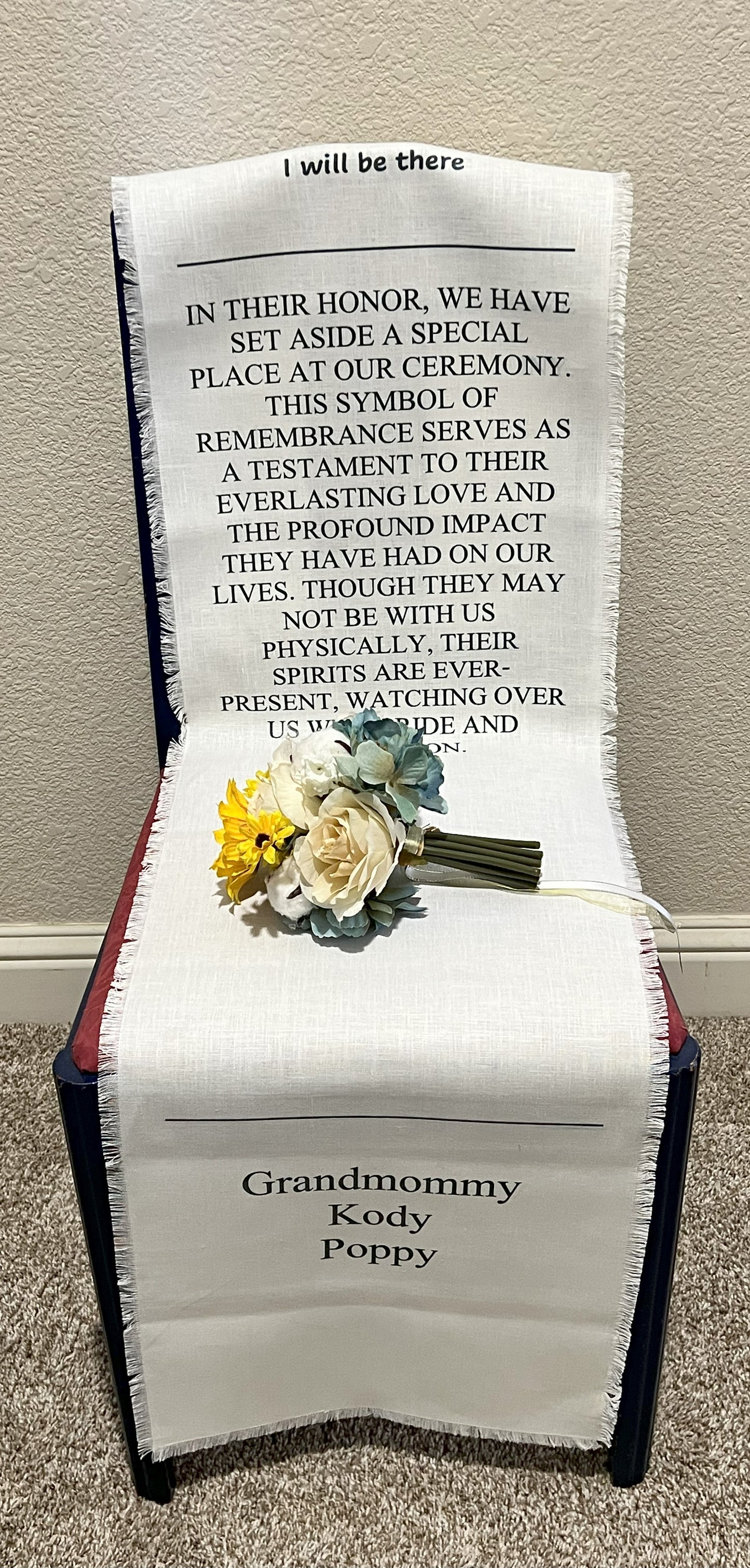 Custom Wedding Memorial Chair Sign
