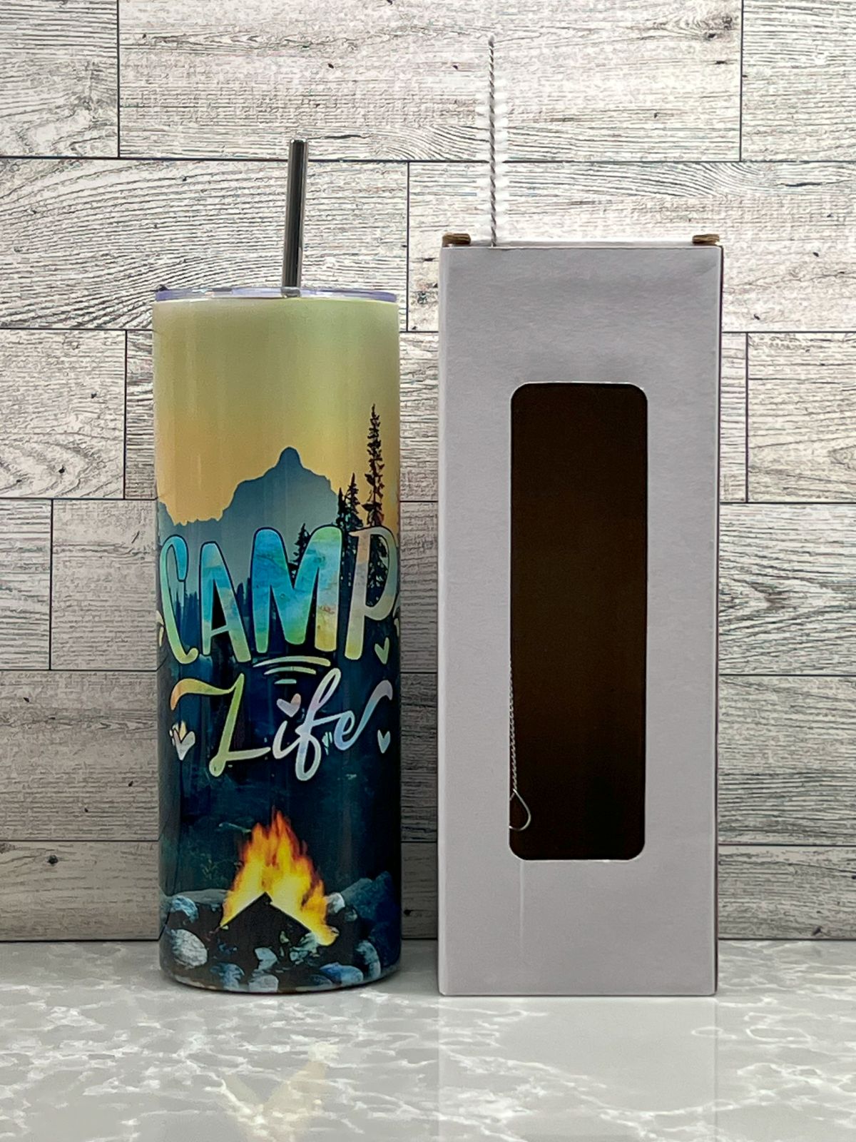 20oz Stainless Steel Tumbler "Camp Life"