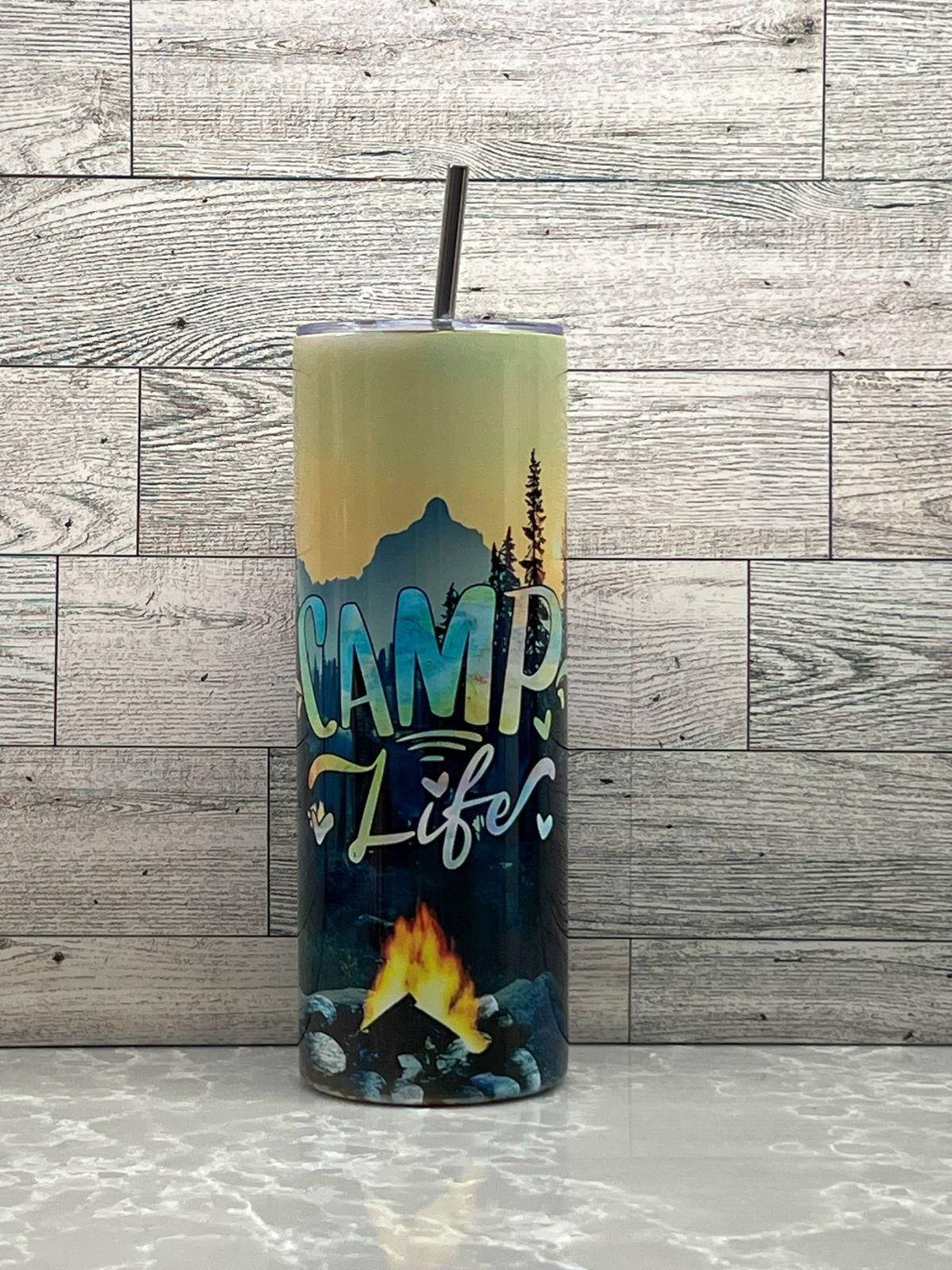 20oz Stainless Steel Tumbler "Camp Life"