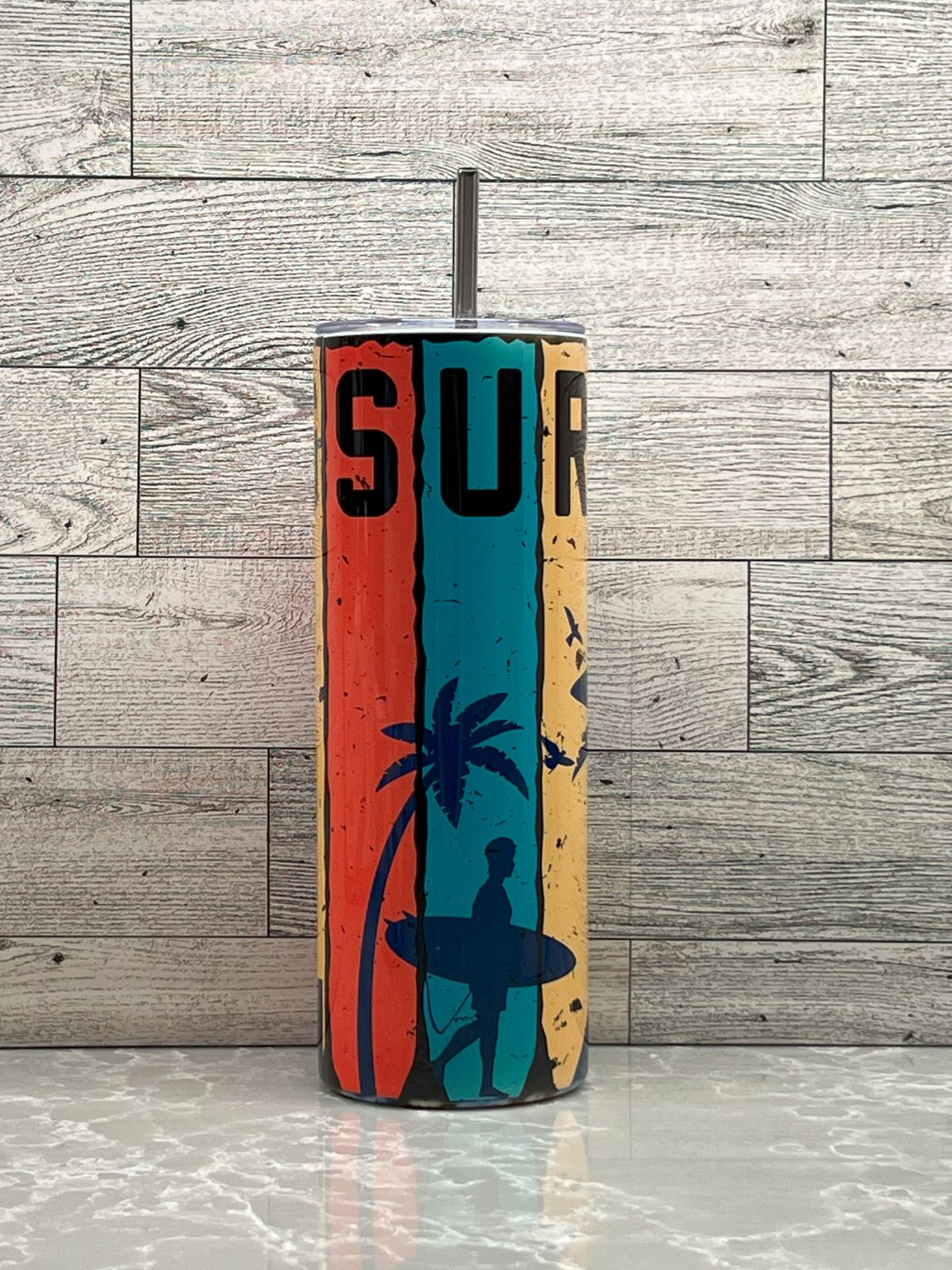 20oz Stainless Steel Tumbler "Surfing"