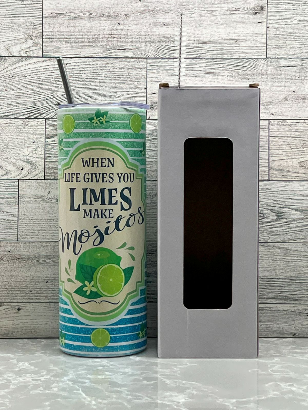 20oz Stainless Steel Tumbler "Limes & Mojitos"