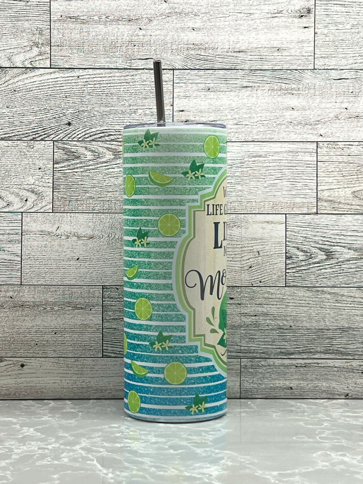 20oz Stainless Steel Tumbler "Limes & Mojitos"
