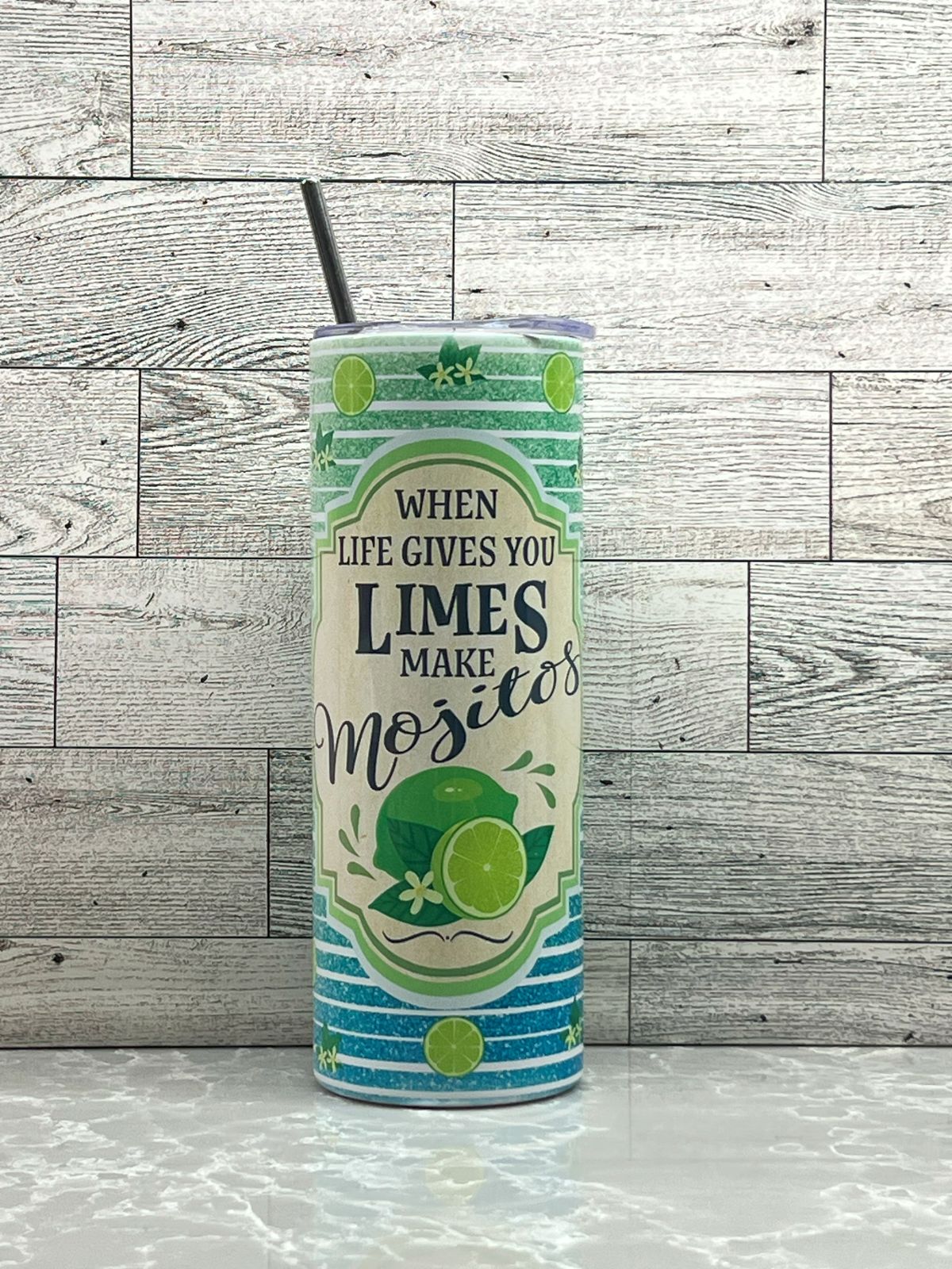 20oz Stainless Steel Tumbler "Limes & Mojitos"
