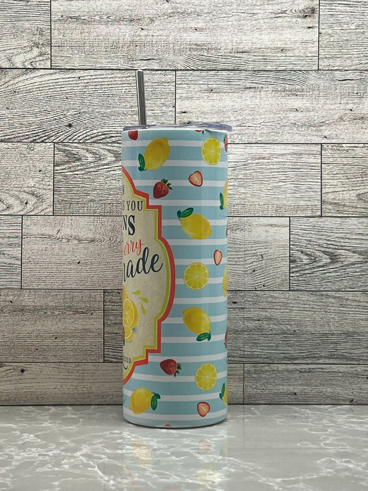 20oz Stainless Steel Tumbler "Strawberry Lemonade"