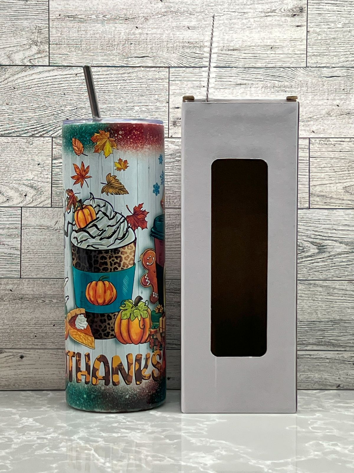 20oz Stainless Steel Tumbler "HallowThanksChristmas"