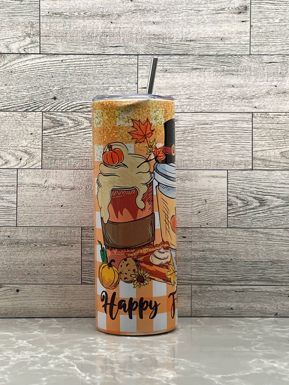 20oz Stainless Steel Tumbler "Happy Fall Ya'll"