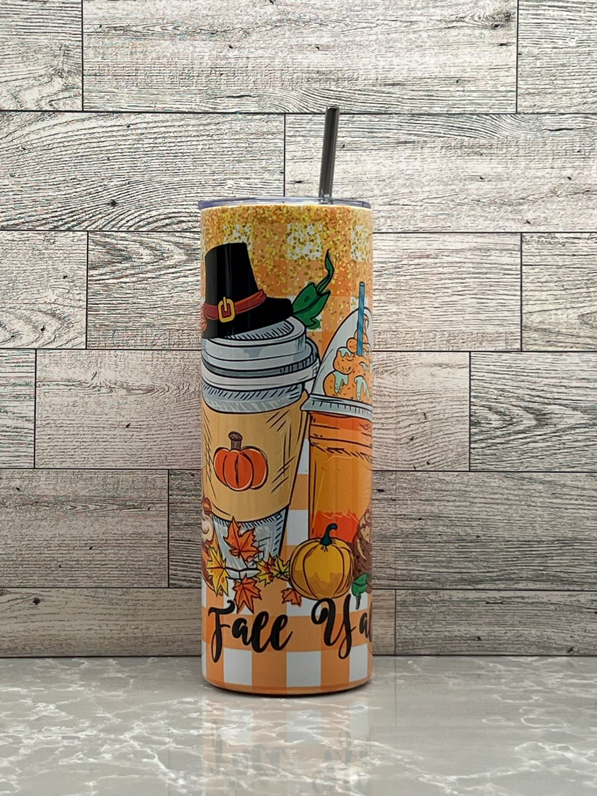 20oz Stainless Steel Tumbler "Happy Fall Ya'll"