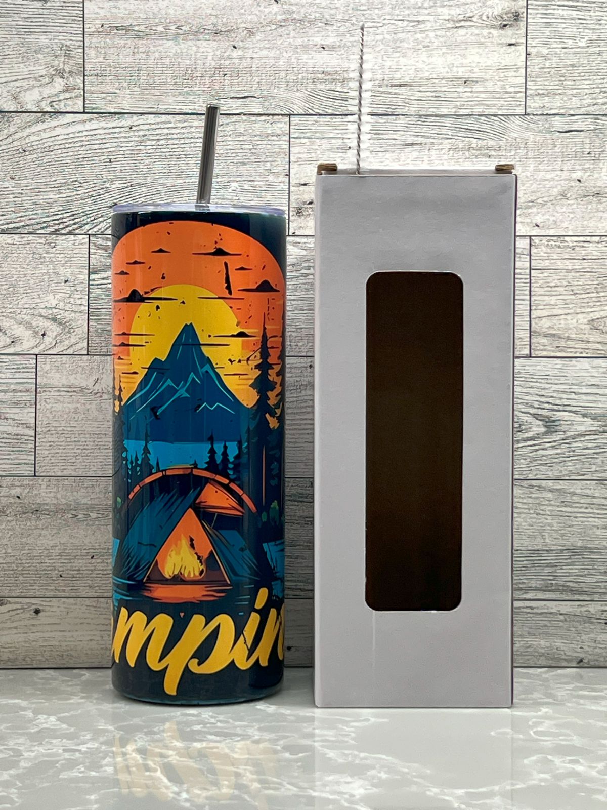 20oz Stainless Steel Tumbler "Camping"