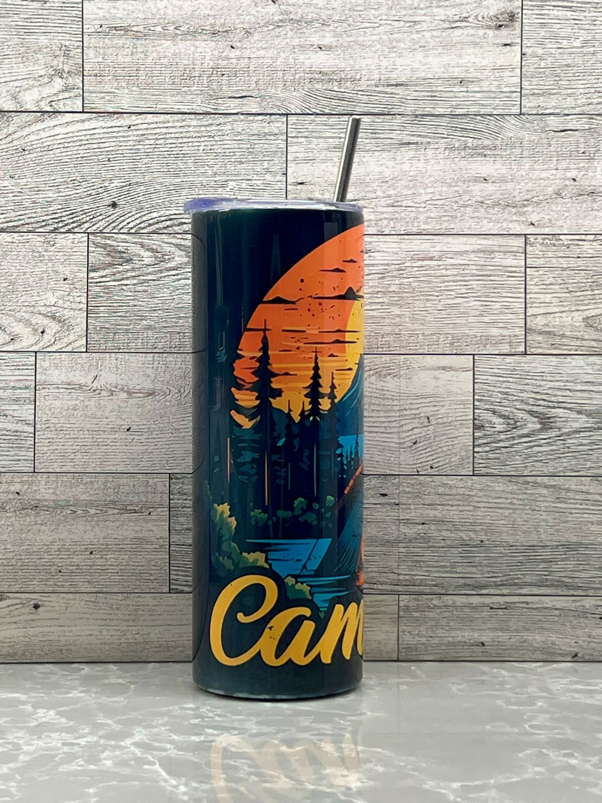 20oz Stainless Steel Tumbler "Camping"