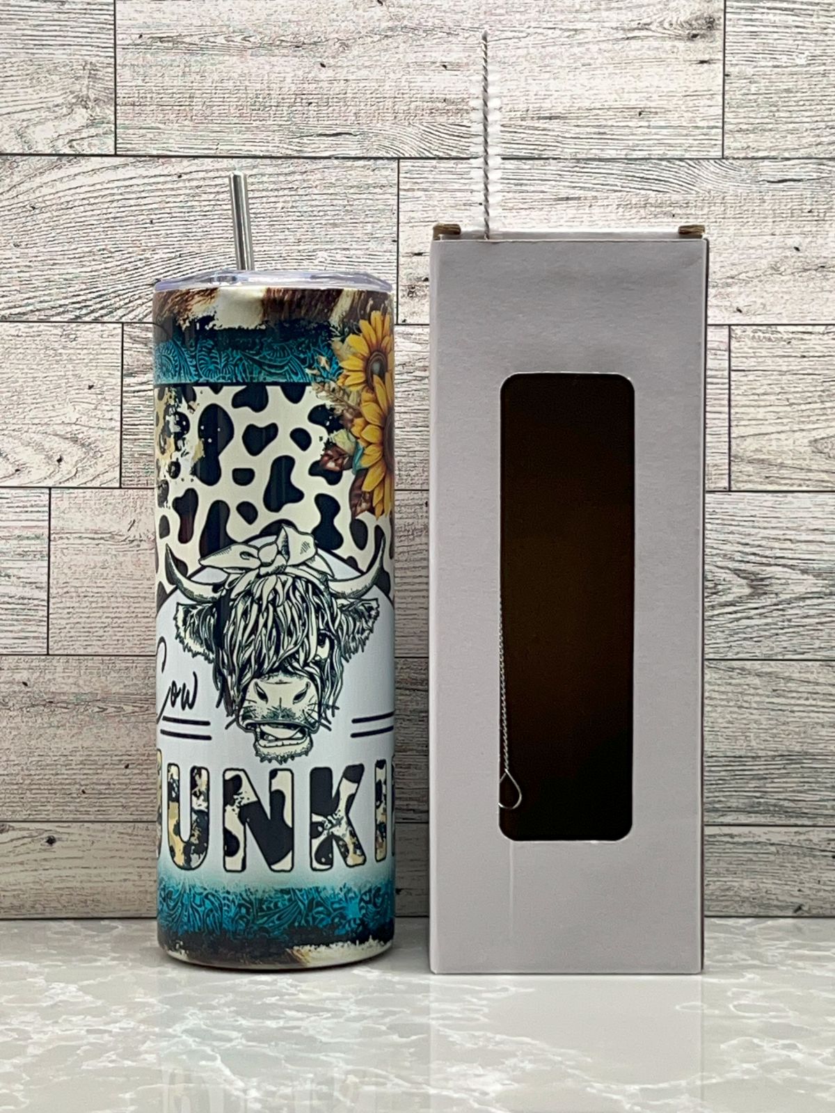 20oz Stainless Steel Tumbler "Cow Junkie"