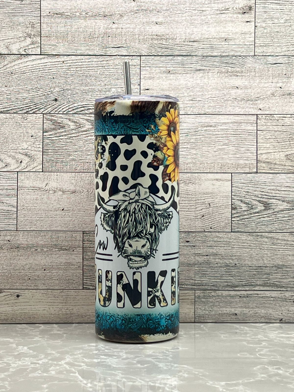 20oz Stainless Steel Tumbler "Cow Junkie"