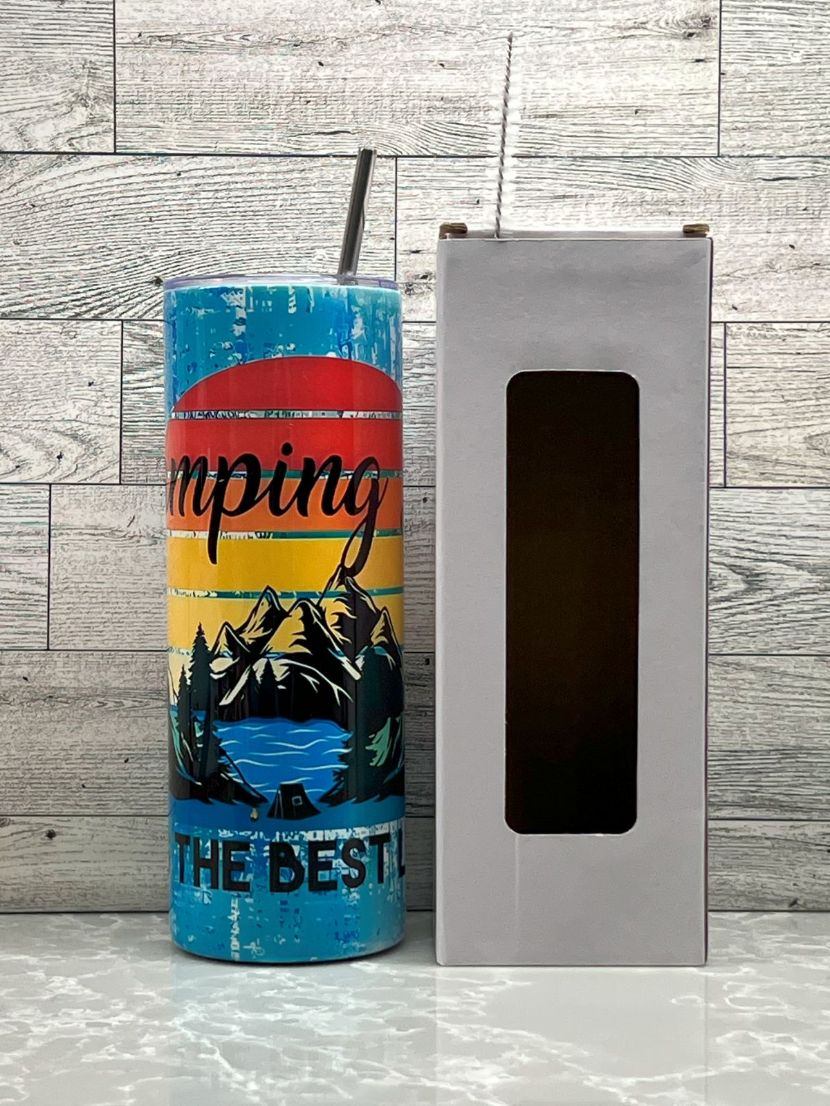 20oz Stainless Steel Tumbler "Camping Life_02"