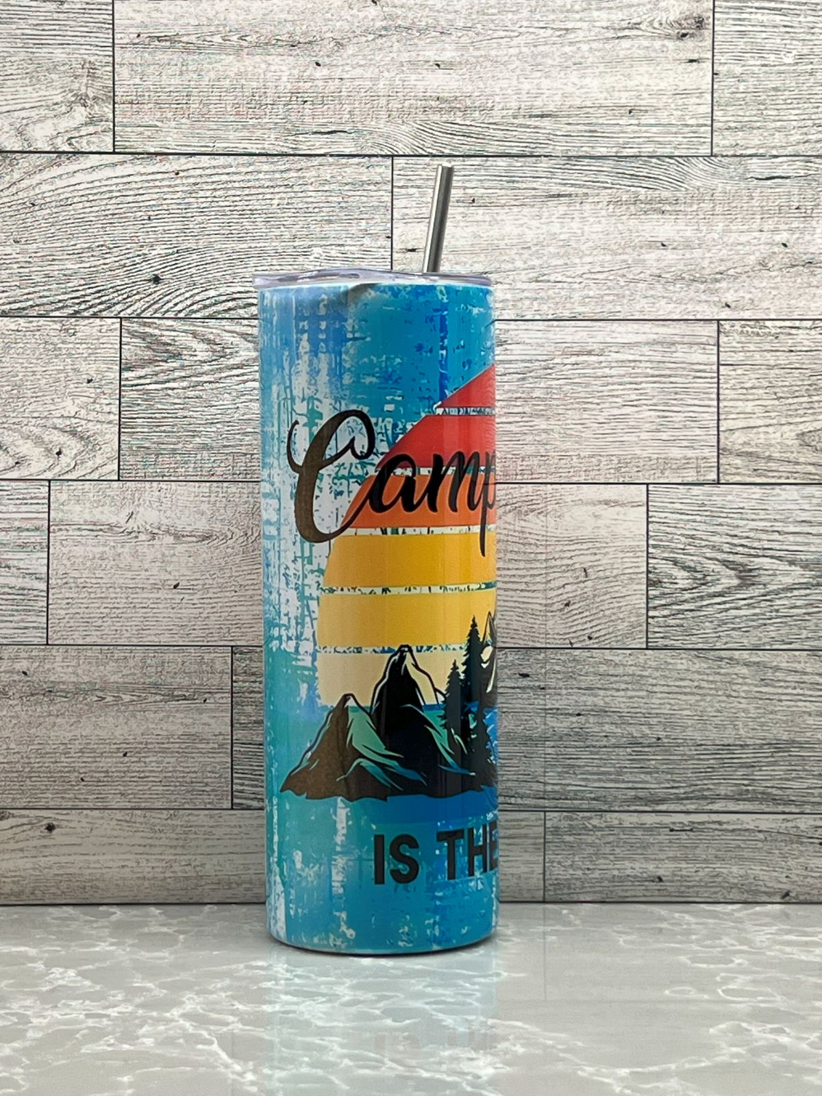 20oz Stainless Steel Tumbler "Camping Life_02"
