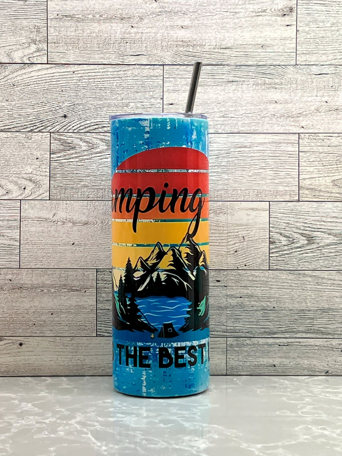 20oz Stainless Steel Tumbler "Camping Life_02"