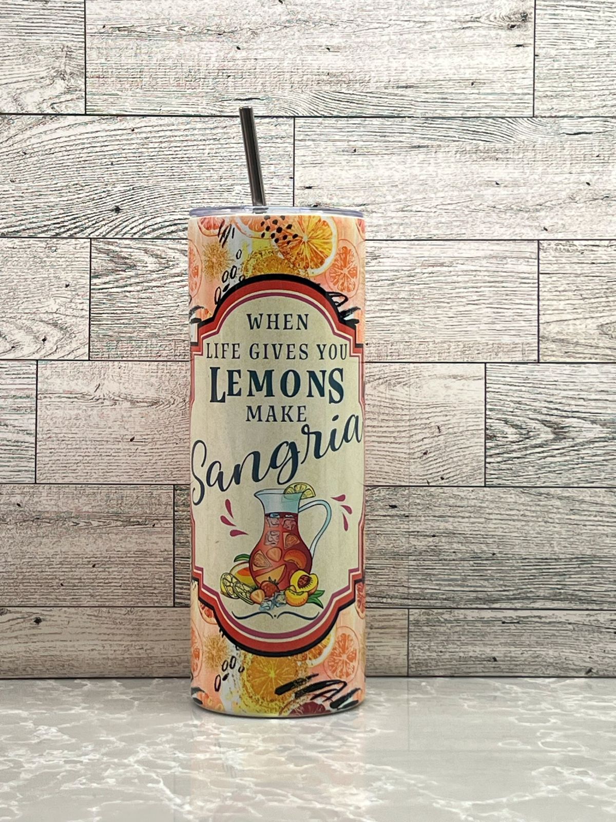 20oz Stainless Steel Tumbler "Lemons & Sangria"