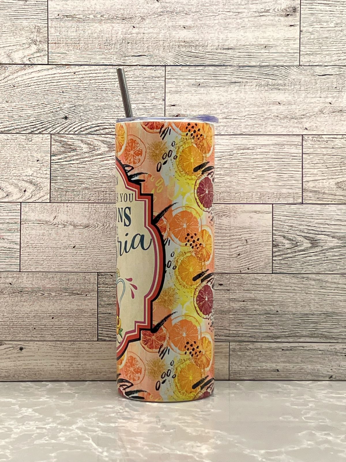 20oz Stainless Steel Tumbler "Lemons & Sangria"