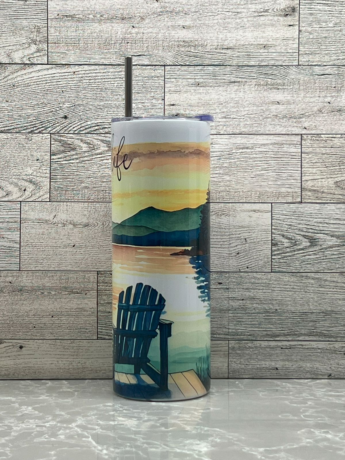 20oz Stainless Steel Tumbler "Lake Life"