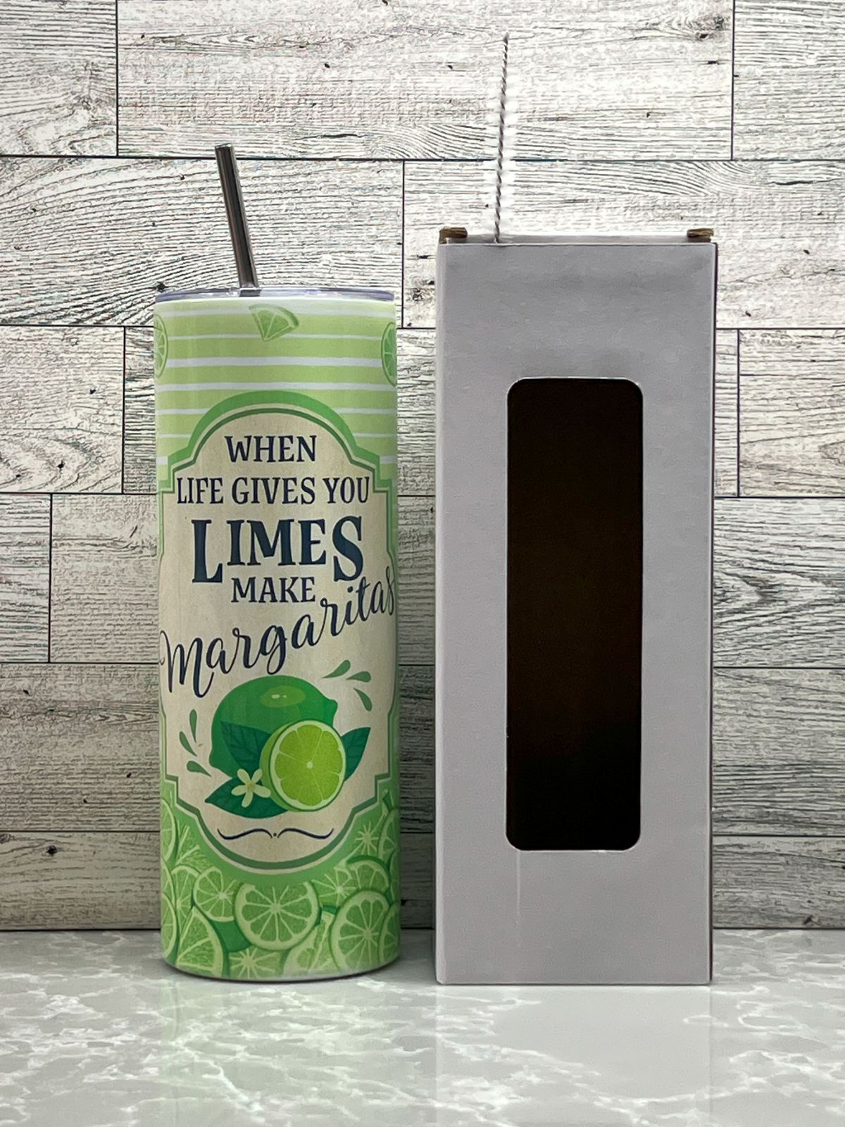 20oz Stainless Steel Tumbler "Limes & Margaritas"