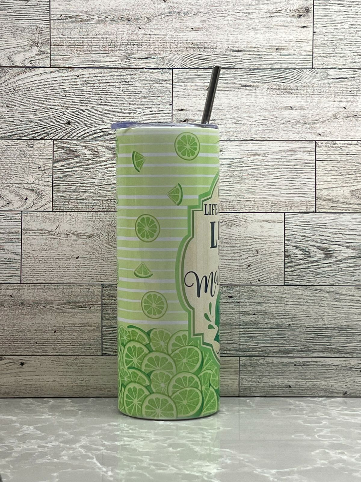 20oz Stainless Steel Tumbler "Limes & Margaritas"