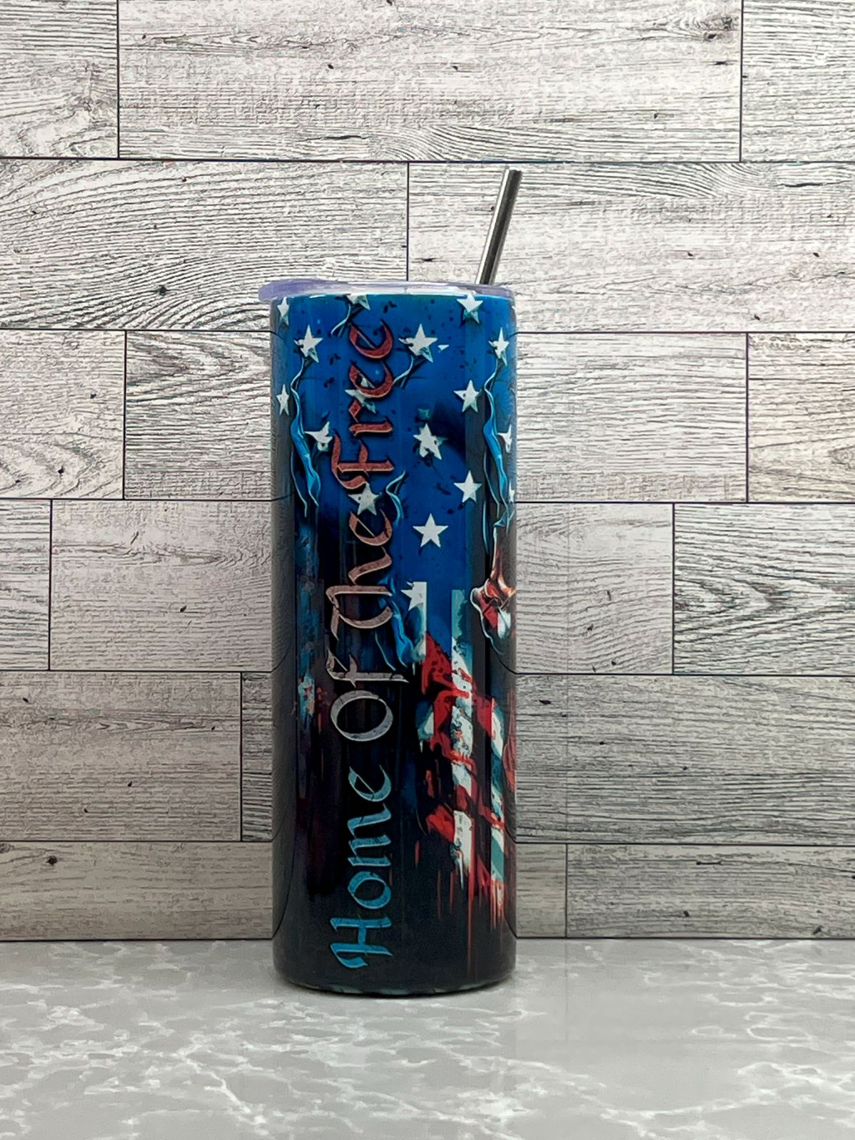 20oz Stainless Steel Tumbler "Home of the Free"