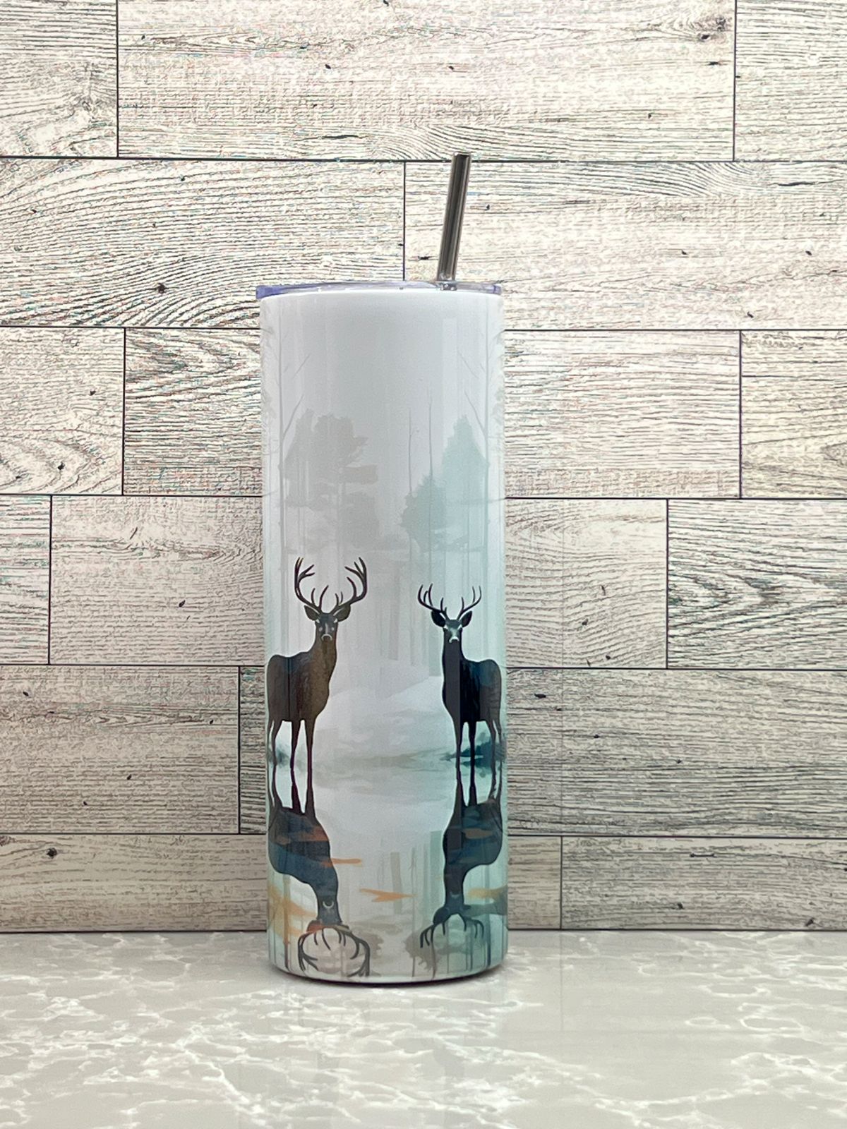 20oz Stainless Steel Tumbler "Two Deer"