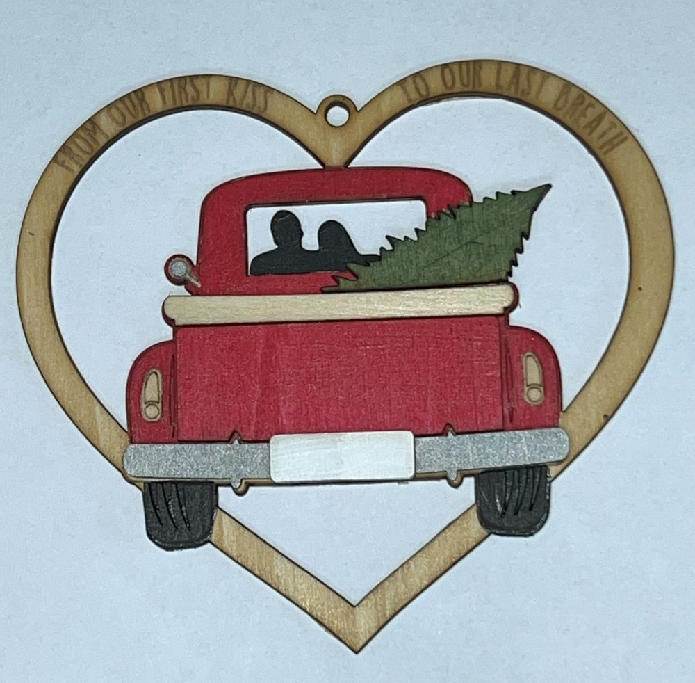 Heart Truck Christmas Ornament