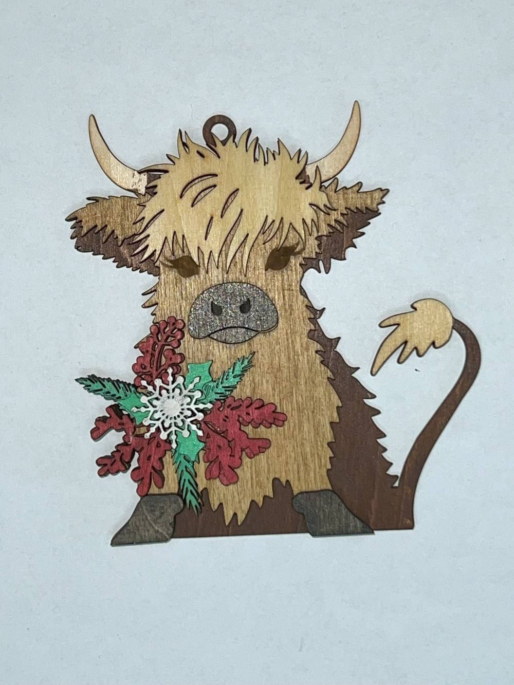 Handcrafted Cow Christmas Ornament