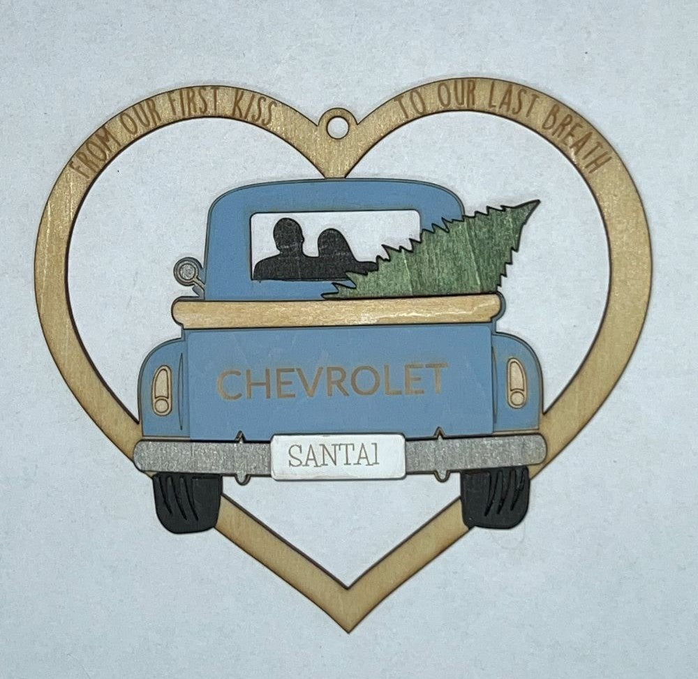 Heart Truck Christmas Ornament