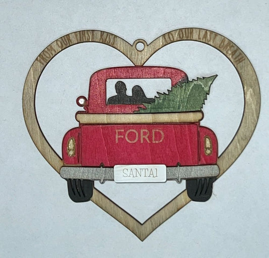 Heart Truck Christmas Ornament