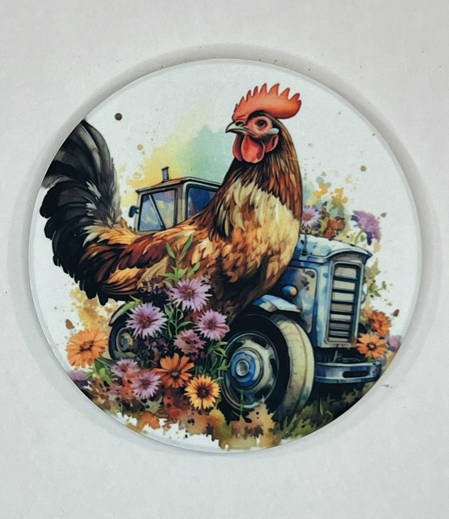 4" Round Ceramic Coaster - Rustic Theme