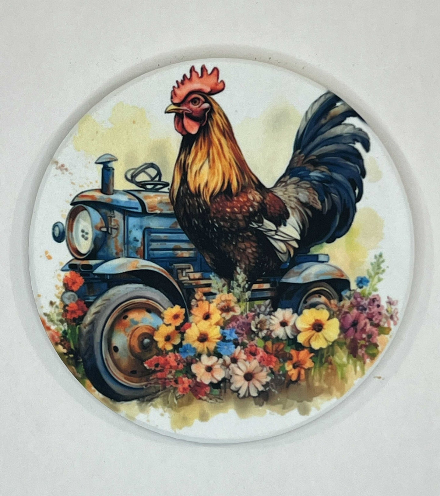 4" Round Ceramic Coaster - Rustic Theme
