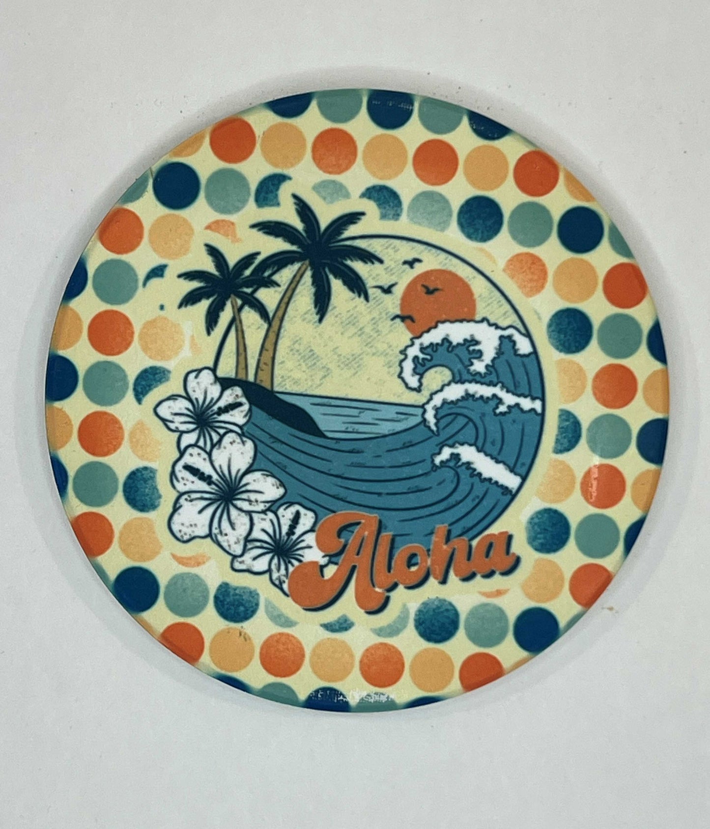 4" Round Ceramic Coaster - Beach/Vacation Theme