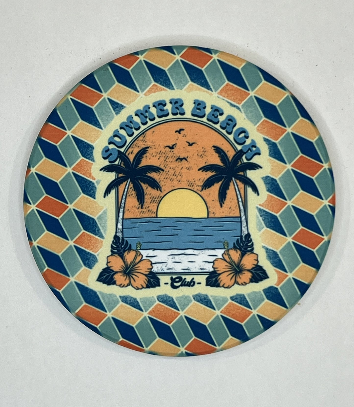 4" Round Ceramic Coaster - Beach/Vacation Theme