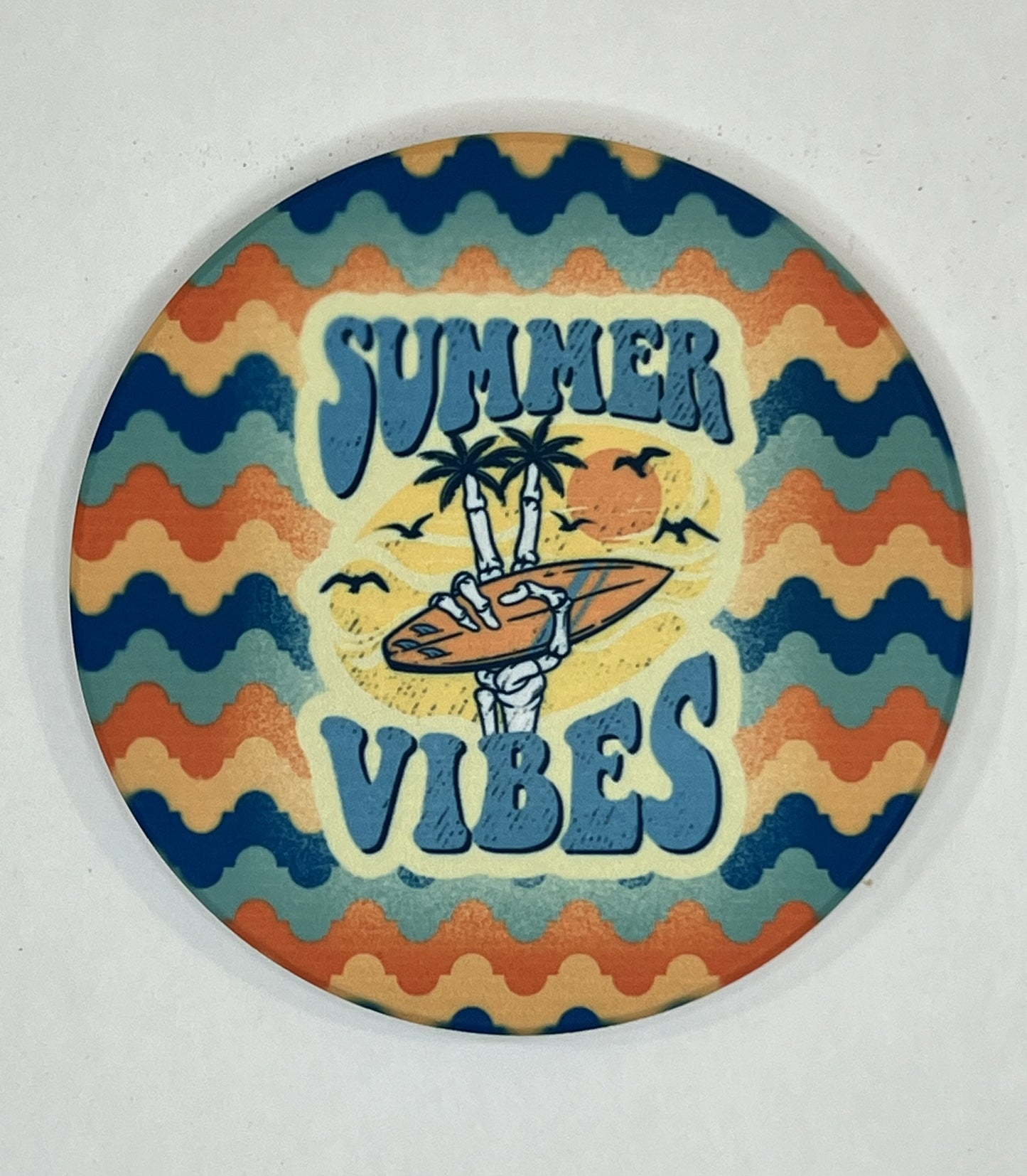4" Round Ceramic Coaster - Beach/Vacation Theme