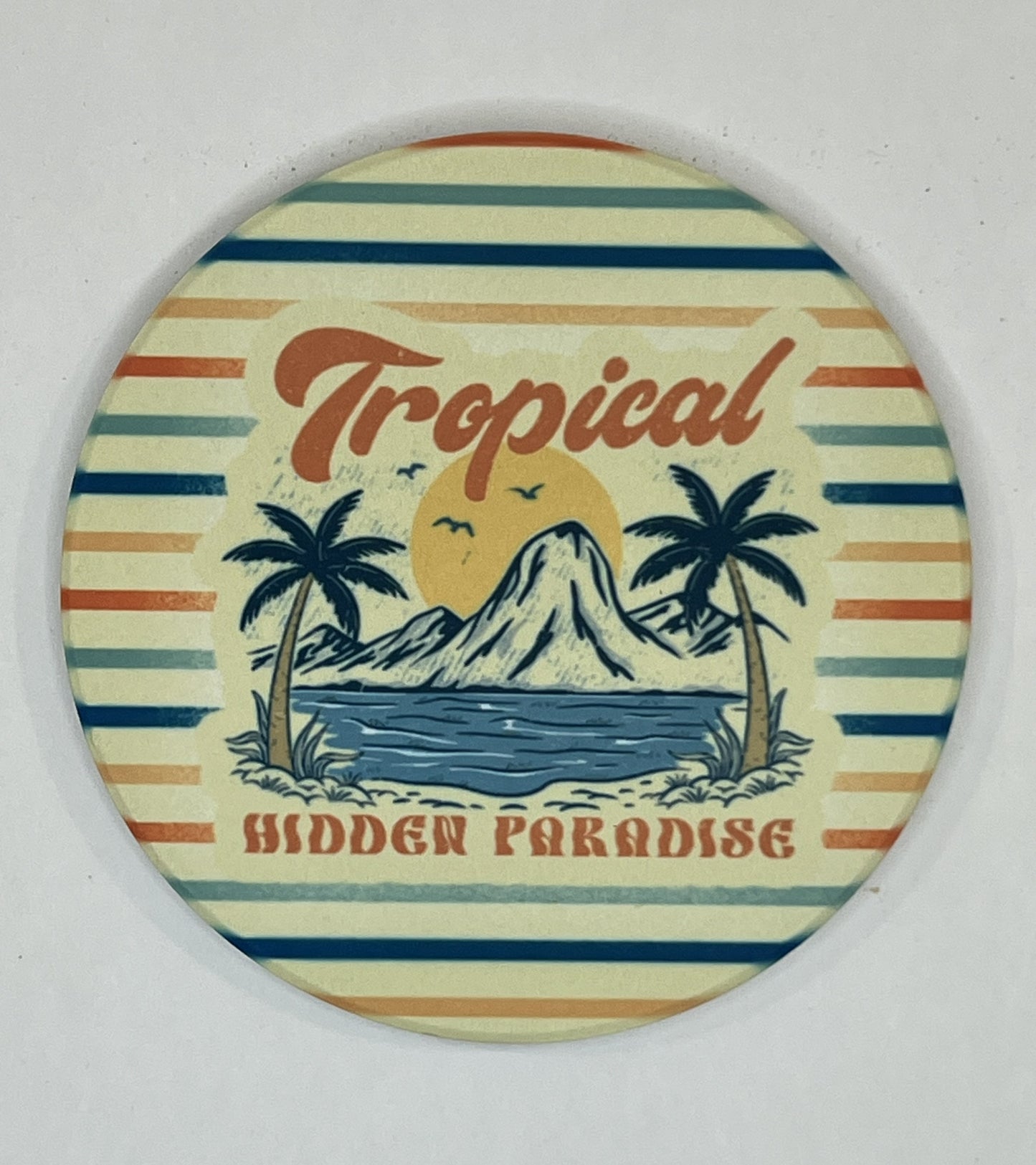 4" Round Ceramic Coaster - Beach/Vacation Theme