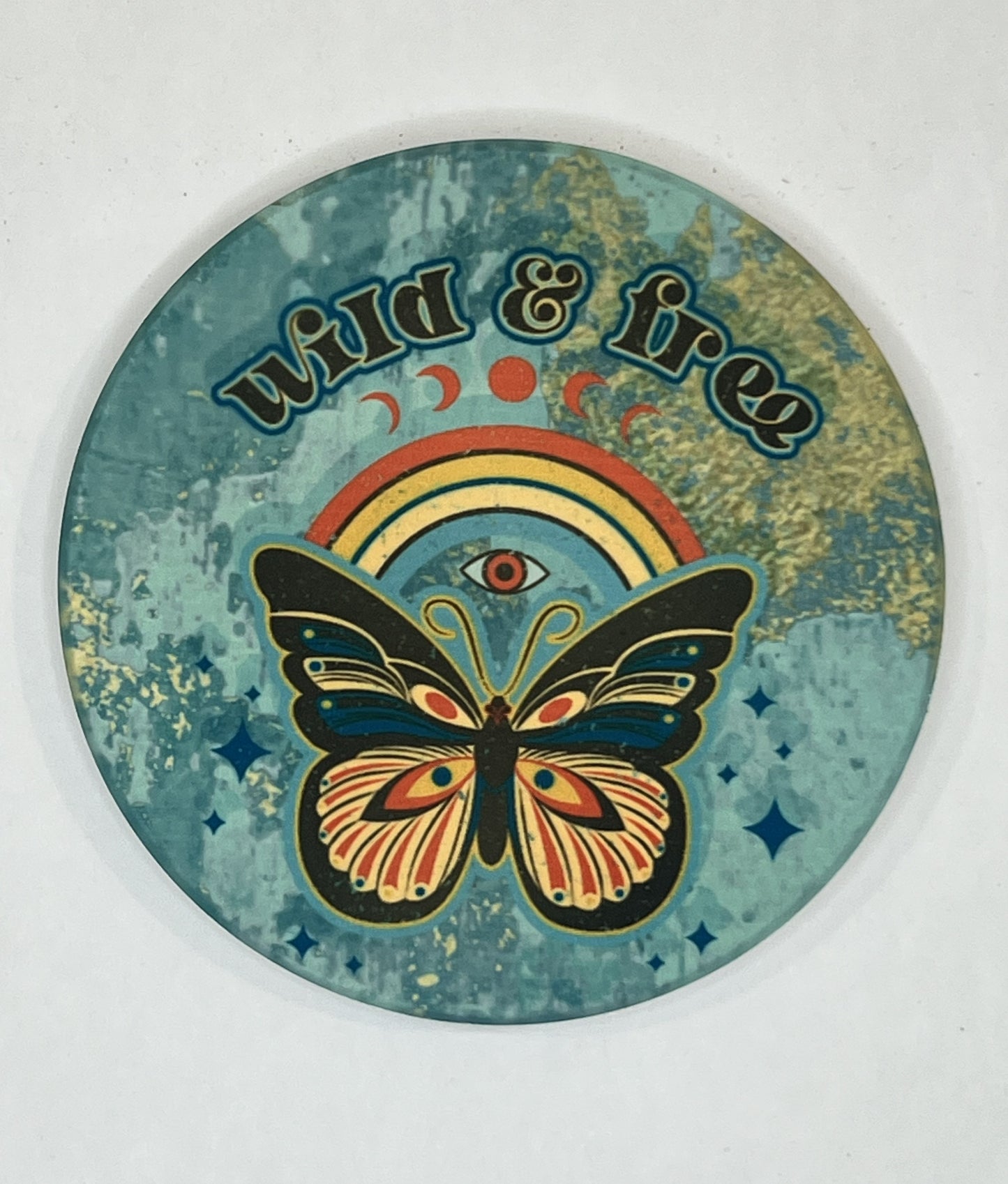 4" Round Ceramic Coaster - Boho Theme