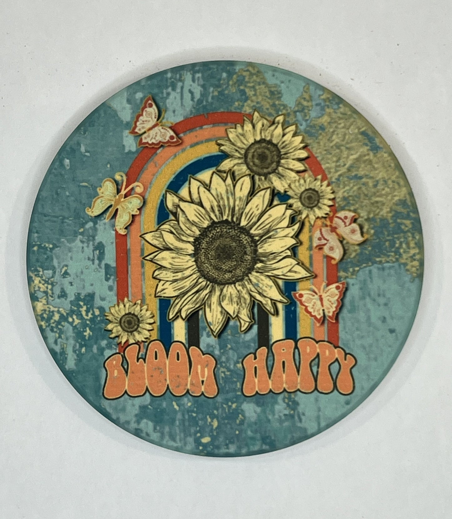 4" Round Ceramic Coaster - Boho Theme