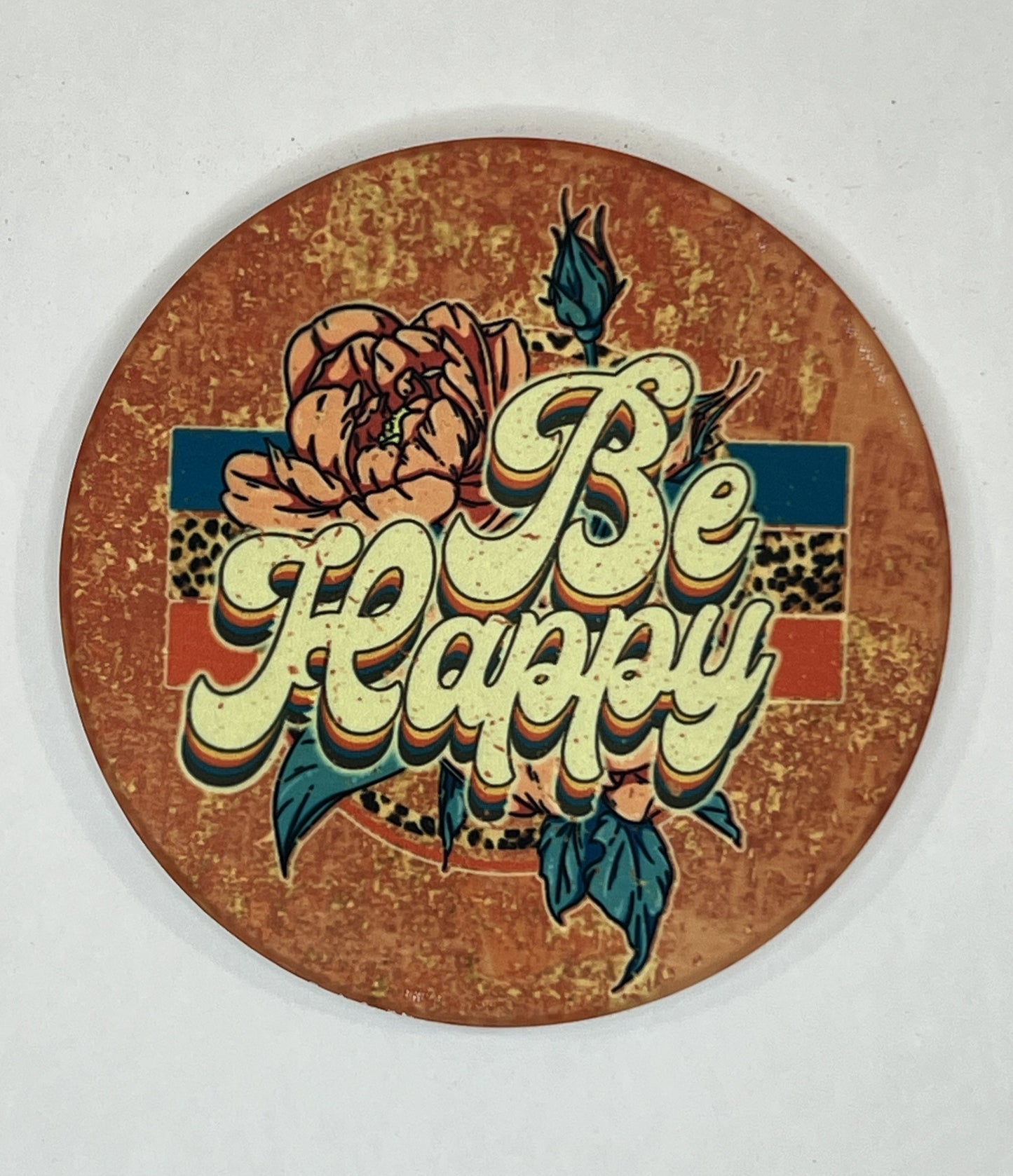 4" Round Ceramic Coaster - Boho Theme