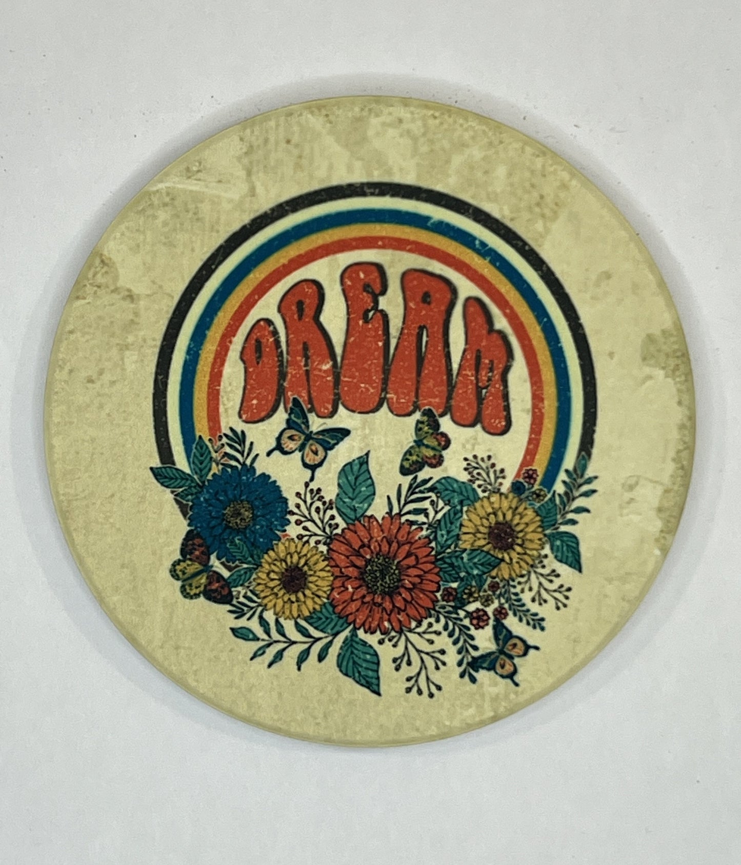 4" Round Ceramic Coaster - Boho Theme