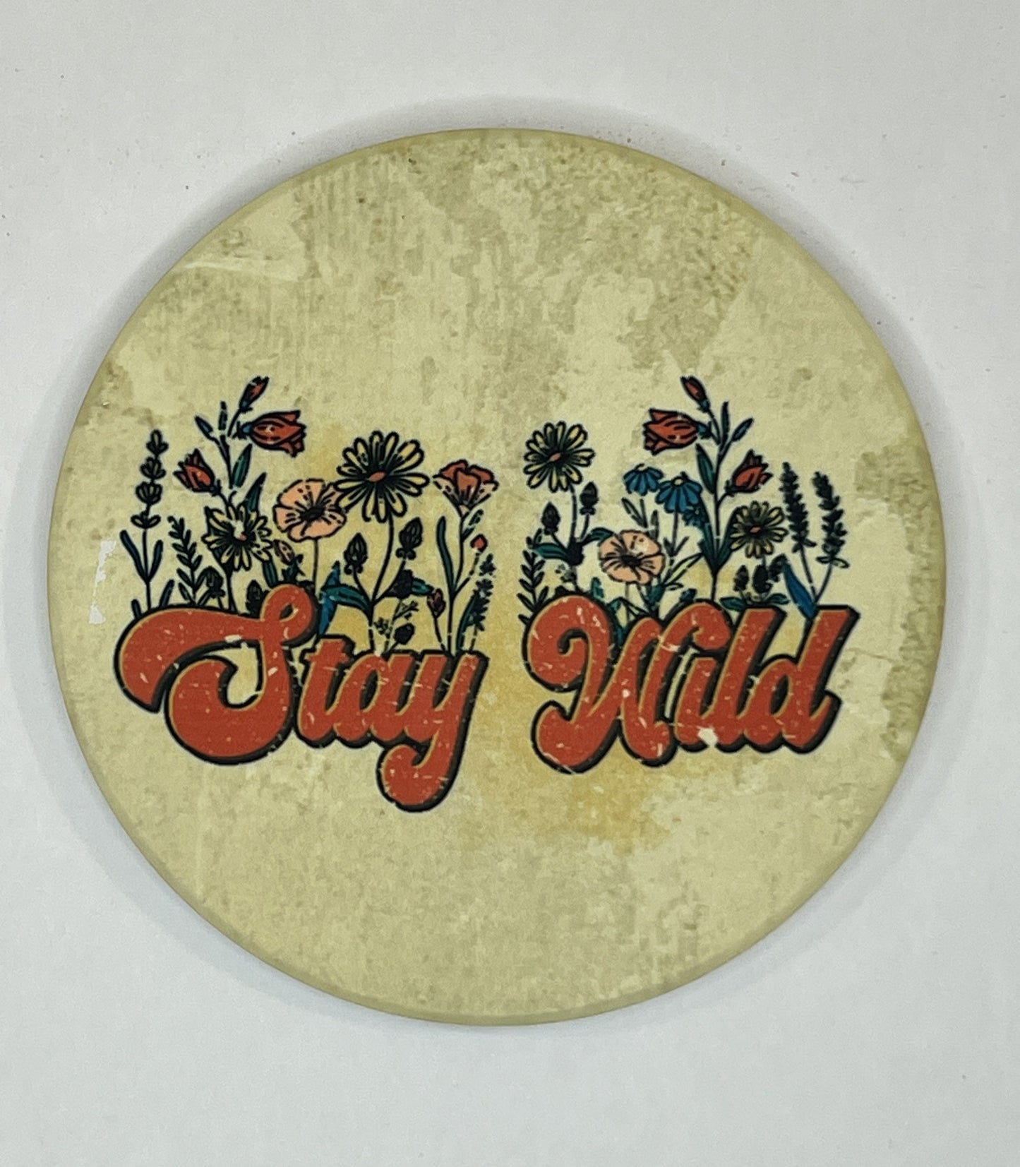 4" Round Ceramic Coaster - Boho Theme