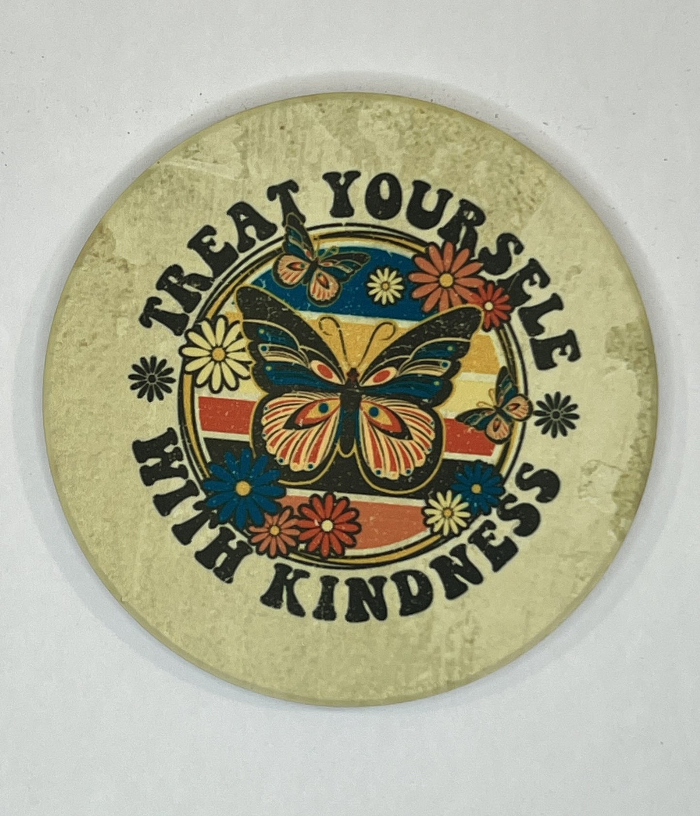 4" Round Ceramic Coaster - Boho Theme