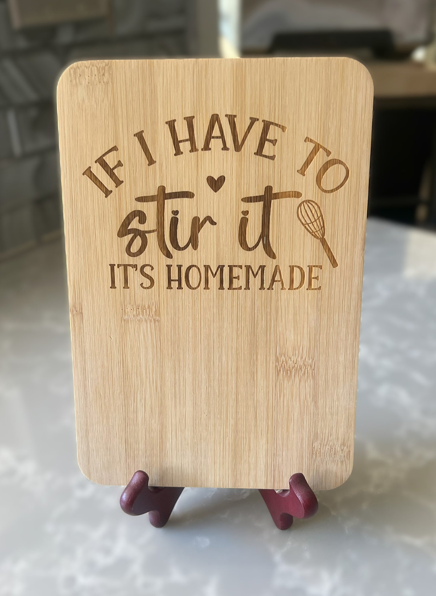 Small Etched Cutting Board "Stir It"