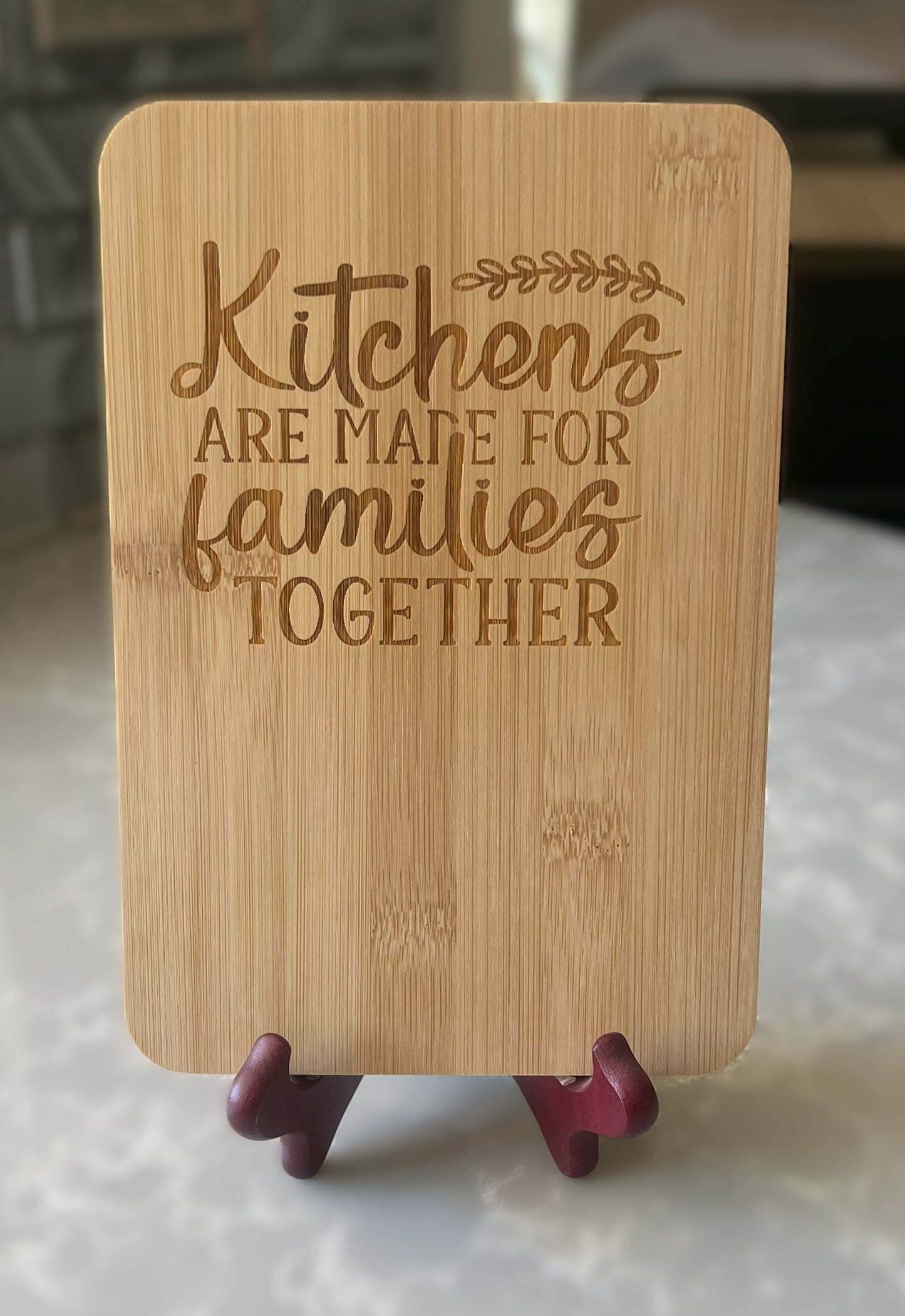 Small Etched Cutting Board "Kitchen & Families"